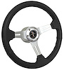 S6 Sport Steering Wheel Kit for 1984-2004 Ford Mustang, 14 in. Diameter, Black Leather Grip, with 6-Bolt Adapter and Horn Button - image 1