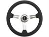 S6 Sport Steering Wheel Kit for 1979-1982 Ford Mustang, 14 in. Diameter, Black Leather Grip, with 6-Bolt Adapter and Horn Button - image 1
