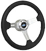 S6 Sport Steering Wheel Kit for 1964-1972 Ford/Mercury, 14 in. Diameter, Black Leather Grip, with 6-Bolt Adapter and Horn Button - image 1