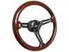 S6 Sport Steering Wheel Kit for 1968-1973 Ford/Mercury, 14 in. Diameter, Mahogany Wood Grip, with 6-Bolt Adapter and Horn Button - image 2