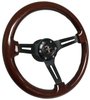 S6 Sport Steering Wheel Kit for 1968-1973 Ford/Mercury, 14 in. Diameter, Mahogany Wood Grip, with 6-Bolt Adapter and Horn Button - image 2