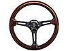 S6 Sport Steering Wheel Kit for 1984-1994 Ford Mustang, 14 in. Diameter, Mahogany Wood Grip, with 6-Bolt Adapter and Horn Button - image 1
