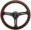S6 Sport Steering Wheel Kit for 1979-1982 Ford Mustang, 14 in. Diameter, Mahogany Wood Grip, with 6-Bolt Adapter and Horn Button - image 1