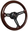S6 Sport Steering Wheel Kit for 1979-1982 Ford Mustang, 14 in. Diameter, Mahogany Wood Grip, with 6-Bolt Adapter and Horn Button - image 2