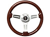 S6 Sport Steering Wheel Kit for 1984-2004 Ford Mustang, 14 in. Diameter, Mahogany Wood Grip, with 6-Bolt Adapter and Horn Button - image 1