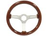 S6 Sport Steering Wheel Kit for 1984-2004 Ford Mustang, 14 in. Diameter, Mahogany Wood Grip, with 6-Bolt Adapter and Horn Button - image 3
