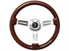 S6 Sport Steering Wheel Kit for 1979-1982 Ford Mustang, 14 in. Diameter, Mahogany Wood Grip, with 6-Bolt Adapter and Horn Button - image 1