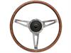 S9 Classic Steering Wheel Kit for 1964-1972 Ford/Mercury, 15 in. Diameter, Walnut Wood Grip, with 9-Bolt Adapter & Horn Button - image 1