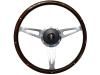 S9 Classic Steering Wheel Kit 1968-91 Ford/Mercury, 15 in. Diameter, Espresso Stained Wood Grip, w/ 9-Bolt Adapter & Horn Button - image 1