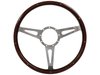 S9 Classic Steering Wheel Kit 1968-91 Ford/Mercury, 15 in. Diameter, Espresso Stained Wood Grip, w/ 9-Bolt Adapter & Horn Button - image 3
