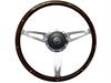 S9 Classic Steering Wheel Kit 1968-91 Ford/Mercury, 15 in. Diameter, Espresso Stained Wood Grip, w/ 9-Bolt Adapter & Horn Button - image 1
