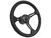 S6 Sport Steering Wheel Kit for 1984-2004 Ford Mustang, 14 in. Diameter, Black Leather Grip, with 6-Bolt Adapter and Horn Button - image 1