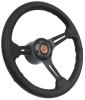 S6 Sport Steering Wheel Kit for 1964-1972 Ford/Mercury, 14 in. Diameter, Black Leather Grip, with 6-Bolt Adapter and Horn Button - image 1