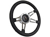 S9 Sport Steering Wheel Kit 1964-1972 Ford/Mercury, 14 in. Diameter, Premium Black Leather Grip, w/ 9-Bolt Adapter & Horn Button - image 1