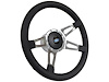 S9 Sport Steering Wheel Kit 1968-1991 Ford/Mercury, 14 in. Diameter, Premium Black Leather Grip, w/ 9-Bolt Adapter & Horn Button - image 1