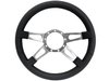 S9 Sport Steering Wheel Kit 1968-1991 Ford/Mercury, 14 in. Diameter, Premium Black Leather Grip, w/ 9-Bolt Adapter & Horn Button - image 2