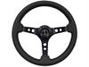 S6 Sport Steering Wheel Kit for 1984-2004 Ford Mustang, 14 in. Diameter, Black Leather Grip, with 6-Bolt Adapter and Horn Button - image 1