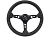 S6 Sport Steering Wheel Kit for 1979-1982 Ford Mustang, 14 in. Diameter, Black Leather Grip, with 6-Bolt Adapter and Horn Button