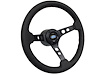 S6 Sport Steering Wheel Kit for 1964-1972 Ford/Mercury, 14 in. Diameter, Black Leather Grip, with 6-Bolt Adapter and Horn Button - image 1