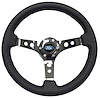 S6 Sport Steering Wheel Kit for 1968-1973 Ford/Mercury, 14 in. Diameter, Black Leather Grip, with 6-Bolt Adapter and Horn Button - image 1