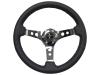 S6 Sport Steering Wheel Kit for 1979-1982 Ford Mustang, 14 in. Diameter, Black Leather Grip, with 6-Bolt Adapter and Horn Button - image 1