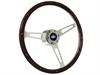 S6 Classic Steering Wheel Kit 1968-91 Ford/Mercury, 15 in. Diameter, Deluxe Espresso Wood Grip, w/ 6-Bolt Adapter & Horn Button - image 1