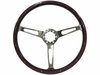 S6 Classic Steering Wheel Kit 1968-91 Ford/Mercury, 15 in. Diameter, Deluxe Espresso Wood Grip, w/ 6-Bolt Adapter & Horn Button - image 2