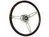 S6 Classic Steering Wheel Kit 1964-72 Ford/Mercury, 15 in. Diameter, Deluxe Espresso Wood Grip, w/ 6-Bolt Adapter & Horn Button - image 1