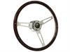 S6 Classic Steering Wheel Kit 1964-72 Ford/Mercury, 15 in. Diameter, Deluxe Espresso Wood Grip, w/ 6-Bolt Adapter & Horn Button - image 1