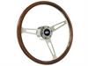 S6 Classic Steering Wheel Kit 1968-1991 Ford/Mercury, 15 in. Diameter, Deluxe Walnut Wood Grip, w/ 6-Bolt Adapter & Horn Button - image 1