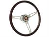 S6 Classic Steering Wheel Kit 1968-91 Ford/Mercury, 15 in. Diameter, Deluxe Espresso Wood Grip, w/ 6-Bolt Adapter & Horn Button - image 1