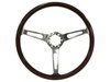 S6 Classic Steering Wheel Kit 1964-72 Ford/Mercury, 15 in. Diameter, Deluxe Espresso Wood Grip, w/ 6-Bolt Adapter & Horn Button - image 2