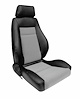 80-1100-73R Elite Recliner Seat, Right/Passenger Side, Black Vinyl Sides, Grey Velour Insert