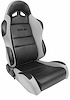80-1605-62L Sportsman Recliner Seat, Left/Driver Side, Black Vinyl Inside, Grey Velour Wings & Side Bolsters - image 1