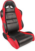 80-1605-64R Sportsman Recliner Seat, Right/Passenger Side, Black Vinyl Inside, Red Velour Wings & Side Bolsters - image 1