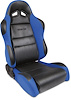 80-1605-65L Sportsman Recliner Seat, Left/Driver Side, Black Vinyl Inside, Blue Velour Wings & Side Bolsters - image 1