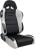 80-1606-62L Sportsman Recliner Seat, Left/Driver Side, Black Velour Inside, Grey Velour Wings & Side Bolsters - image 1