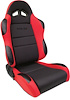 80-1606-64L Sportsman Recliner Seat, Left/Driver Side, Black Velour Inside, Red Velour Wings & Side Bolsters - image 1