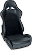 80-1615-71 Sportsman Pro Recliner Seat, Black Vinyl Trim, Black Velour Insert - image 1