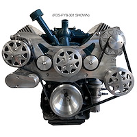 FDS-FYB-351 Front Drive System for Ford FE [w/ On Board PS Reservoir, Machined Finish, w/ AC and Power Steering]
