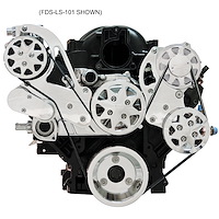FDS-LS7-151-E Front Drive System for LS7 [With Edelbrock Water Pump, Polished, w/ AC and Power Steering, On-Board Reservoir]