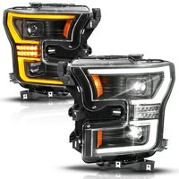 111630A Full LED Projector Plank-Style Black Headlights w/Initiation & Sequential 2015-2017 Ford F-150 (Halogen Models Only)
