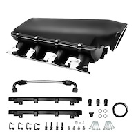 AM2032NB Low-Ram Intake Manifold for GM LS Engines, Cathedral Port [Black Finish]