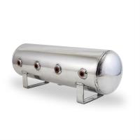 2.5 Gal Alum Air Tank - 4 1/4 face ports & 1/4 drain port - 20 L x 6 D - Polished