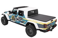 16280-17 EZ-Fold Soft Tri-Fold Tonneau Cover Fits Select Jeep Gladiator [Black Twill, Leather-Grain Textured Vinyl]