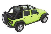 54423-17 Trektop Glide Slantback Soft Top for 2007-2018 Jeep Wrangler JK 4-Door, Premium Black Twill