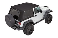 54862-17 Trektop Pro Hybrid Slantback Soft Top, 2007-2018 Jeep Wrangler JK 2-Door, Premium Black Twill