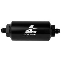 10 Micron In-Line Fuel Filter with -8 AN Male Ports [Microglass Element, Bright-Dip Black]