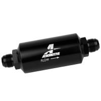 10 Micron In-Line Fuel Filter with -10 AN Male Ports [Microglass Element, Bright-Dip Black]