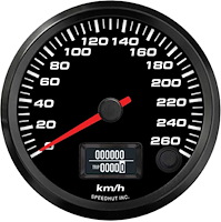 FAE3-S4-EV 3-3/8 in. EV Speedometer Gauge, 260 km/h, AEM